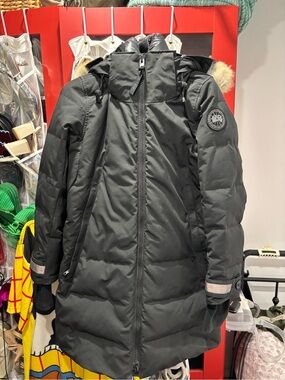 Canada Goose Black Long Hooded Down Puffer Coat